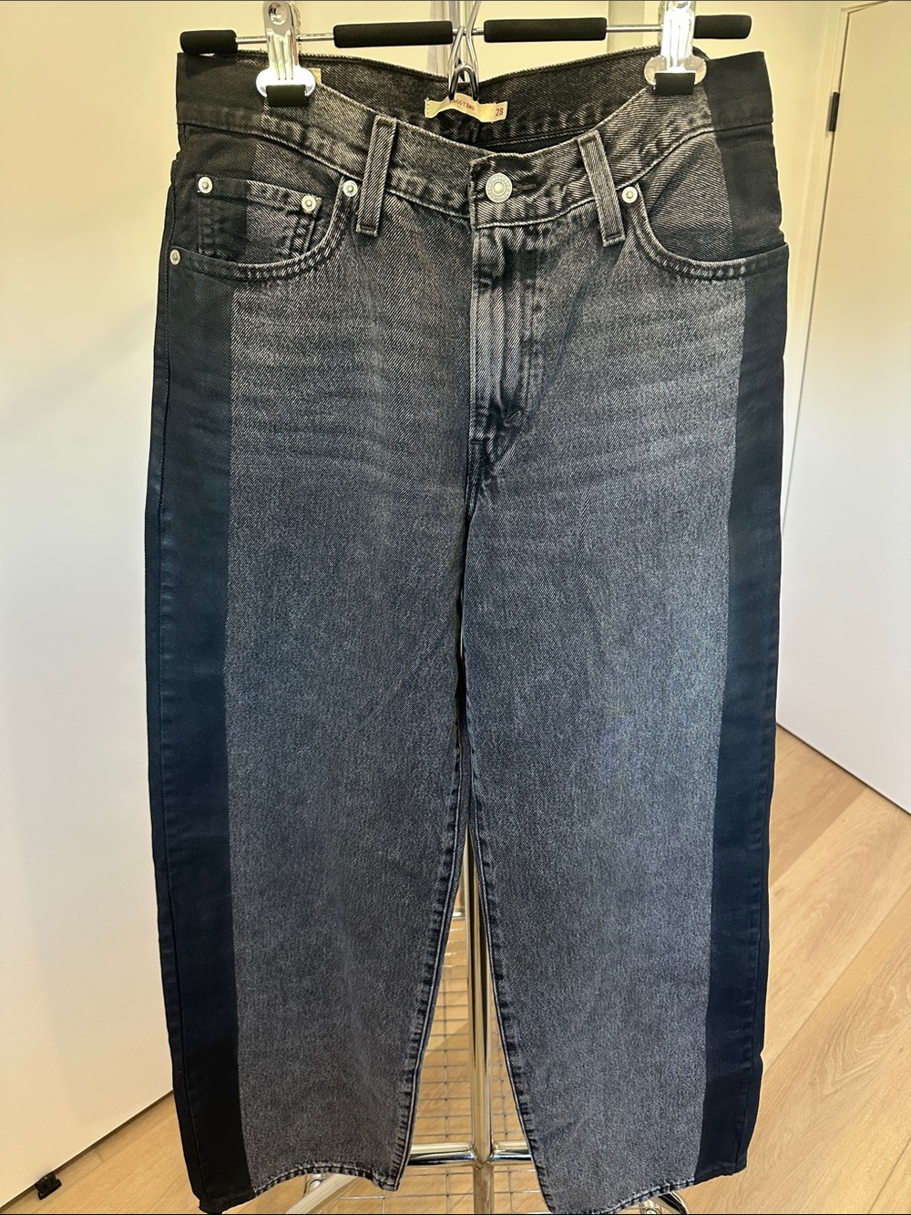 Levi's Premium Two-Tone Black and Gray Cropped Jeans